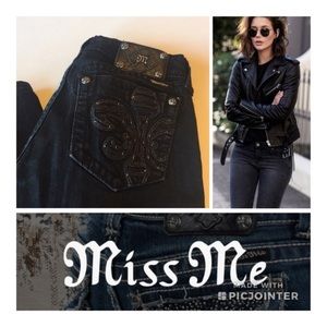 Miss Me Black Fleur De Lis  Skinny Jeans